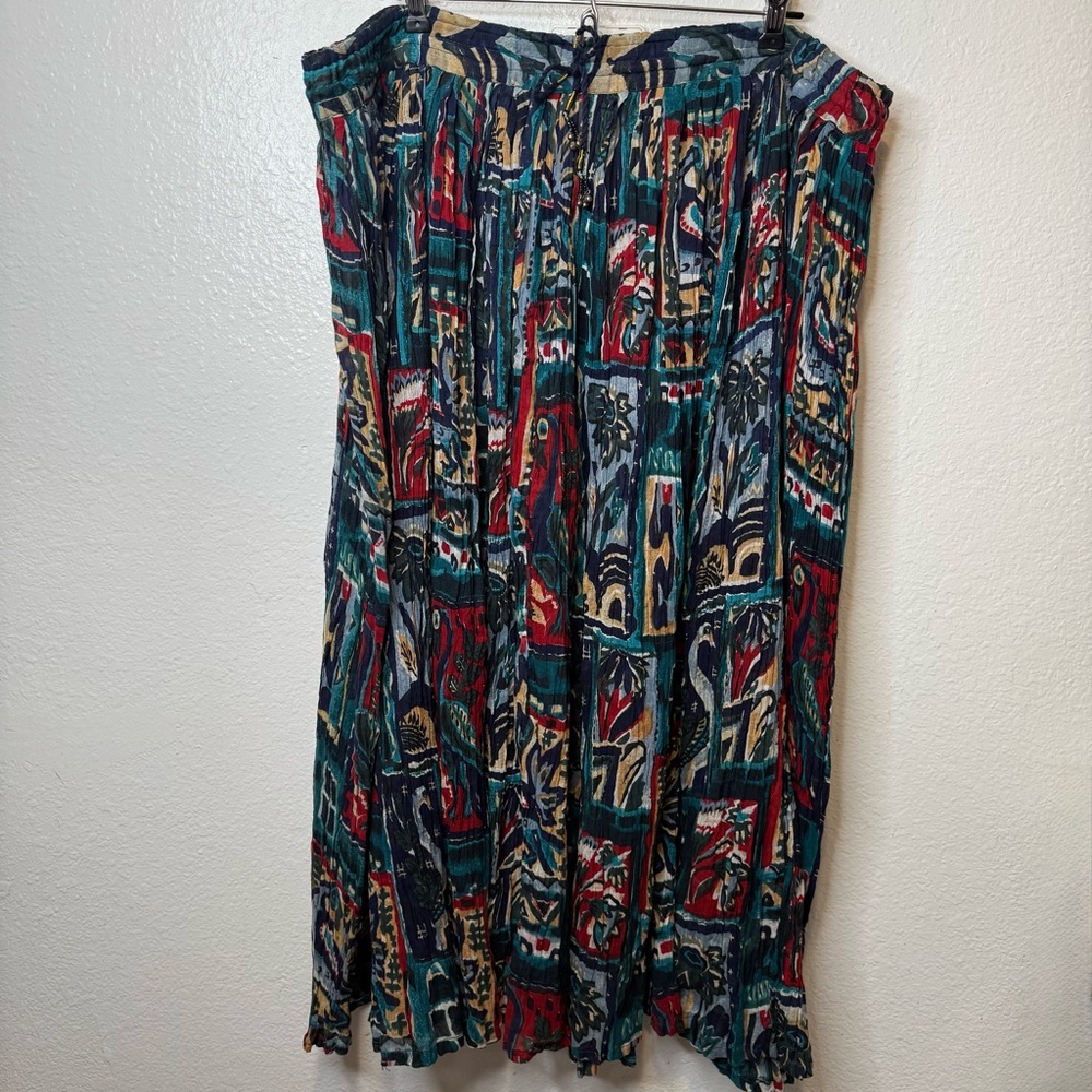Just Class Made in India Drawstring Maxi Skirt Abstract Size Large Peasant Boho